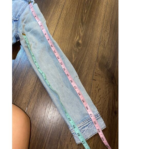 J.Crew Indigo Denim Jacket Size M Hand-Painted Custom Back Distressed Light Wash - Picture 4 of 8